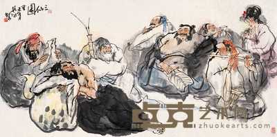 翁振新 八仙图 镜心 68×138cm